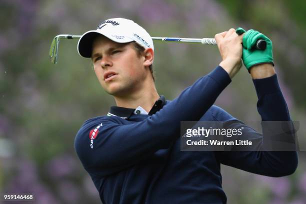 Thomas Detry of Belgium plays in the pro am ahead of the Belgian Knockout at the Rinkven International GC on May 16, 2018 in Antwerpen, Belgium.