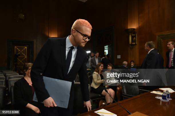 Cambridge Analytica former employee and whistleblower Christopher Wylie arrives to testify before the Senate Judiciary Committee on Cambridge...