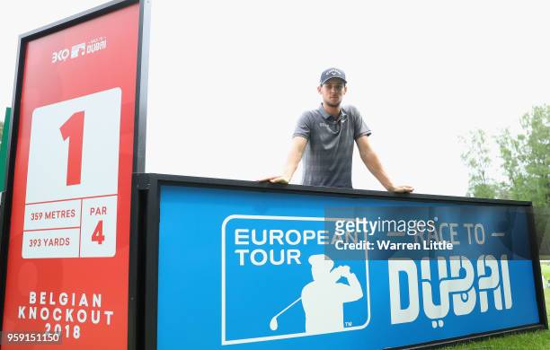 Thomas Pieters of Belgium poses for a picture as he plays in the pro am ahead of the Belgian Knockout at the Rinkven International GC on May 16, 2018...