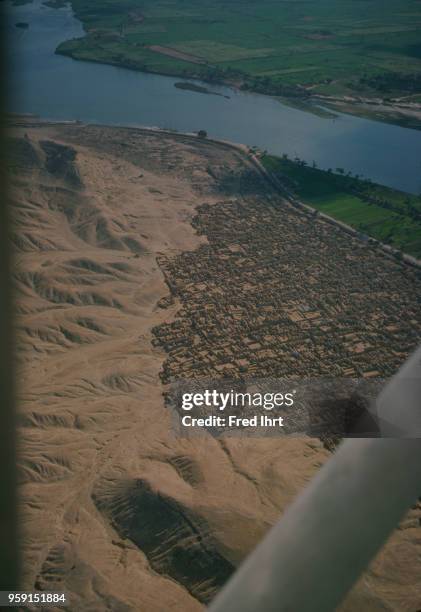 Zawiyat Al Amwat, City Of The Dead, Minya, Egypt, Muslim Cemetery, Aerial View, 1977.