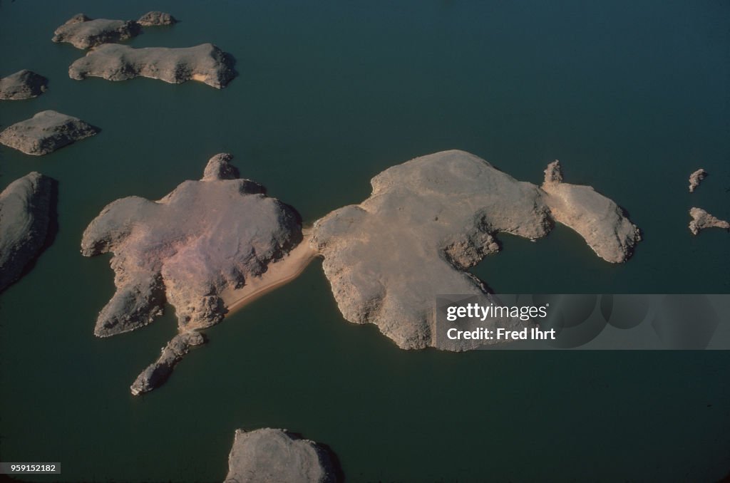 Island in lake Nasser, Aerial View...