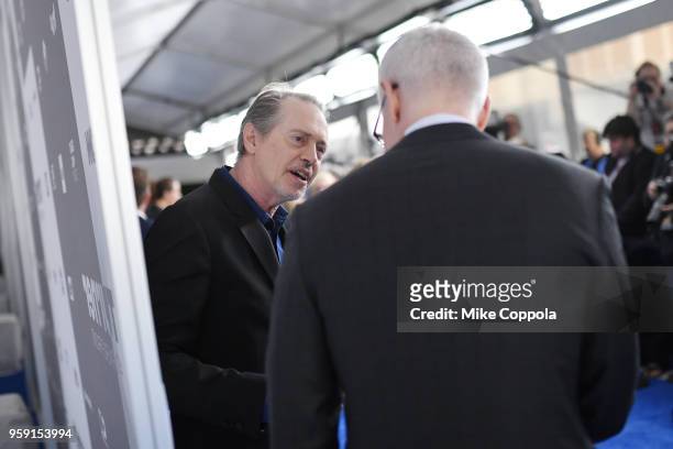 Steve Buscemi attends the Turner Upfront 2018 arrivals on the red carpet at The Theater at Madison Square Garden on May 16, 2018 in New York City....