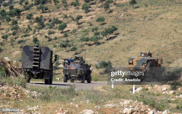 Military convoy of Turkish Armed Forces moves to the 12th observation point in Istabraq village near the Jisr al-Shughour in southwestern rural of...