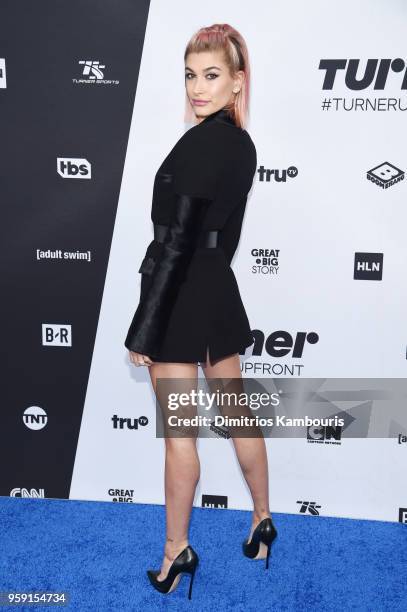 Hailey Rhode Baldwin attends the Turner Upfront 2018 arrivals on the red carpet at The Theater at Madison Square Garden on May 16, 2018 in New York...