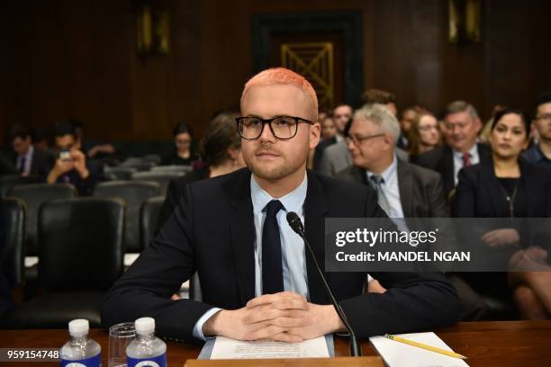 Cambridge Analytica former employee and whistleblower Christopher Wylie arrives to testify before the Senate Judiciary Committee on Cambridge...