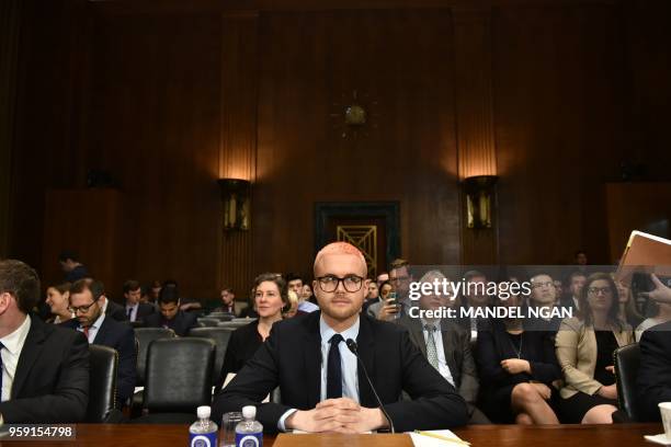 Cambridge Analytica former employee and whistleblower Christopher Wylie arrives to testify before the Senate Judiciary Committee on Cambridge...