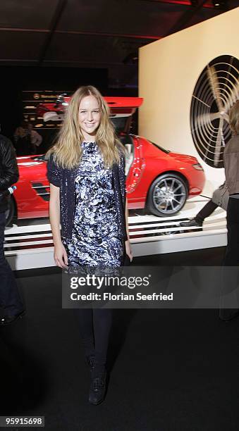 Esther Seibt arrives at the Mongrels In Common Fashion Show during the Mercedes-Benz Fashion Week Berlin Autumn/Winter 2010 at the Bebelplatz on...