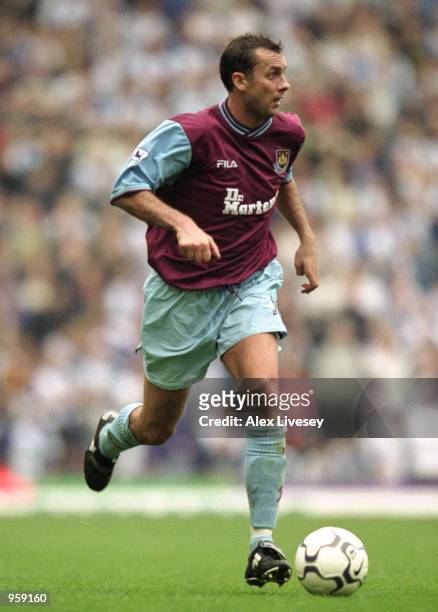 Don Hutchison of West Ham United in action during the FA Barclaycard Premiership match against Blackburn Rovers played at Ewood Park in Blackburn,...
