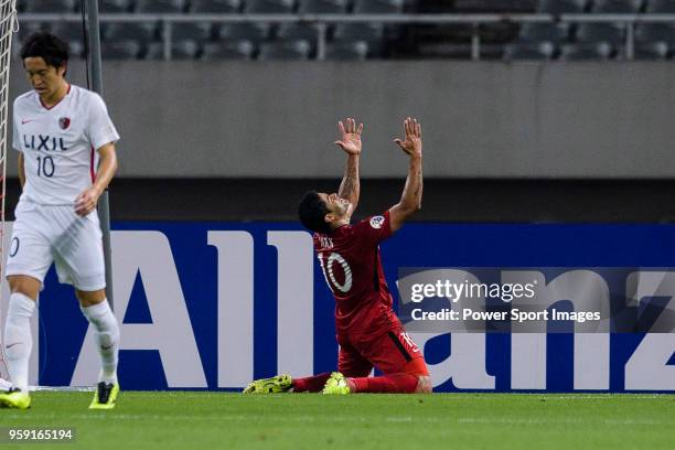 Shanghai FC Forward Hulk celebrates scoring his goal during the AFC Champions League Round of 16 match between Shanghai SIPG v Kashima Antlers at the...