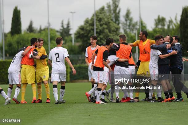 Citta' di Palermo players celebrate a goal scored by Kevin Cannavo' during the SuperCoppa primavera 2 match between Novara U19 and US Citta di...