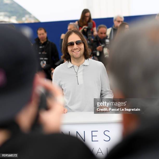 Director David Robert Mitchell attends "Under The Silver Lake" Photocall during the 71st annual Cannes Film Festival at Palais des Festivals on May...