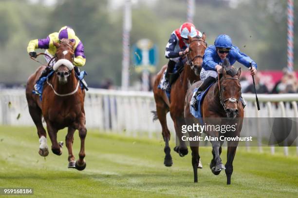Adam Kirby riding Harry Angel win The Duke of York Clipper Logistics Stakes at York Racecourse on May 16, 2018 in York, United Kingdom.