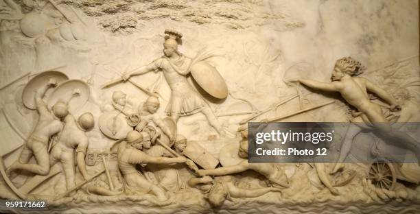 Marble relief depicting Julius Caesar invading Britain by John Deare a British neo-classical sculptor. Dated 18th Century.