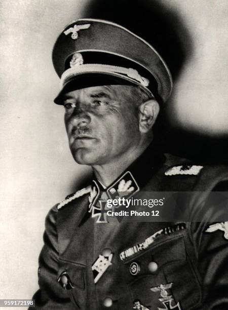 Dietrich, Sepp (1892 - 1966; Obergruppenfuhrer of the Waffen SS, he created in 1933 Hitlers personal bodygard, which was to become the Leibstandarte....