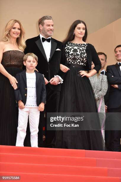 Kelly Preston, Benjamin Travolta, John Travolta and Ella Travolta attend the screening of 'Solo: A Star Wars Story' during the 71st annual Cannes...