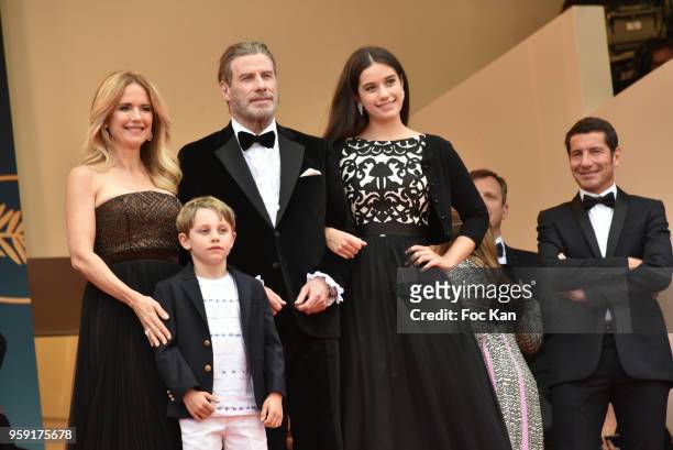 Kelly Preston, Benjamin Travolta, John Travolta and Ella Travolta attend the screening of 'Solo: A Star Wars Story' during the 71st annual Cannes...