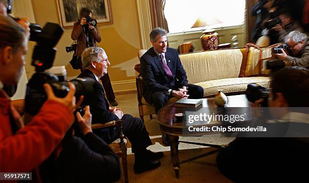 Massachusetts U.S. Senator-elect Scott Brown meets with Senate Minority Leader Mitch McConnell in McConnell�s office in the U.S. Capitol January 21,...