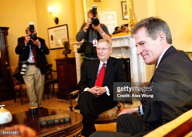 Senator-elect Scott Brown meets with Senate Minority Leader Mitch McConnell in McConnell�s office on Capitol Hill January 21, 2010 in Washington, DC....