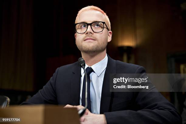 Christopher Wylie, a whistleblower and former employee with Cambridge Analytica, waits to begin a Senate Judiciary Committee hearing in Washington,...