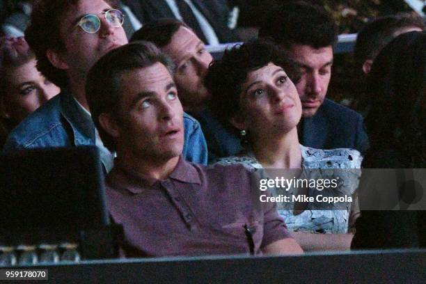 Chris Pine of TNTs One Day She'll Darken and Alia Shawkat of TBSs Search Party attend the Turner Upfront 2018 show at The Theater at Madison Square...