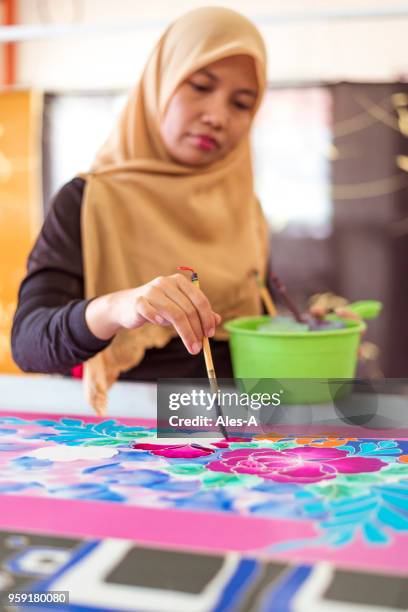 batik workshop - malaysia batik stock pictures, royalty-free photos & images