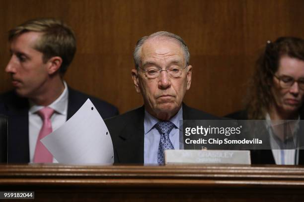 Senate Judiciary Committee Chairman Charles Grassley presides over a hearing about Cambridge Analytica and the future of data privacy in the Dirksen...