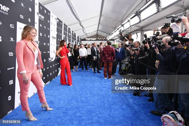 Kristen Ledlow, Turner Sports NBA reporter , and Kate Abdo, Host of UEFA Champions League, attend the Turner Upfront 2018 arrivals on the red carpet...