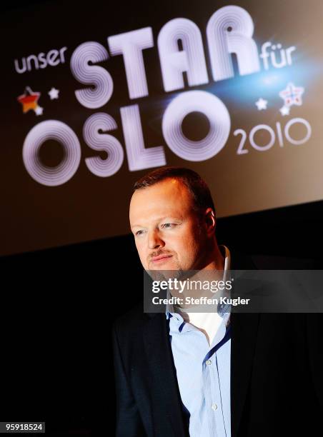 German entertainer Stefan Raab poses for photographers prior to a press conference on January 21, 2010 in Berlin, Germany. Starting February 2nd Raab...