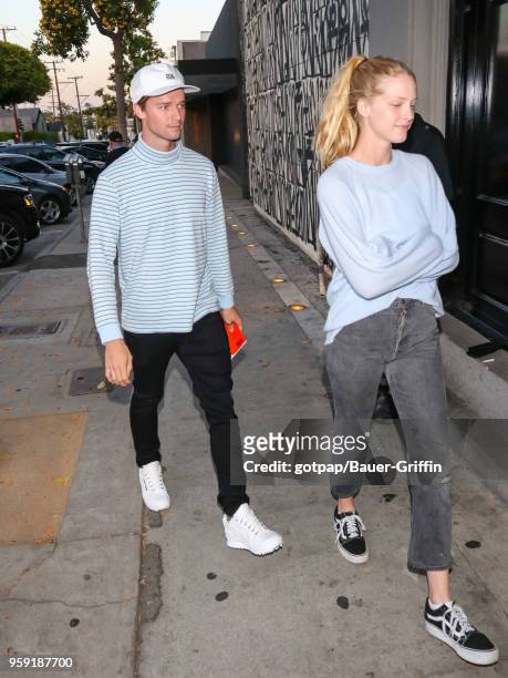 Patrick Schwarzenegger and Abby Champion are seen on May 15, 2018 in Los Angeles, California.