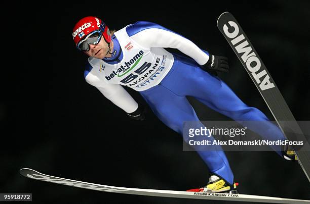 Janne Ahonen of Finland competes during the qualification round in the FIS Ski Jumping World Cup on January 21, 2010 in Zakopane, Poland.