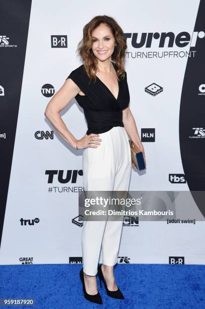 Amy Brenneman attends the Turner Upfront 2018 arrivals on the red carpet at The Theater at Madison Square Garden on May 16, 2018 in New York City....
