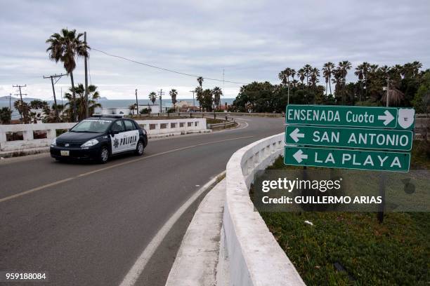 Police patrol is seen near residential area where Thomas Markle, the father of Meghan Markle, lives in San Antonio del Mar, Rosarito, Baja California...