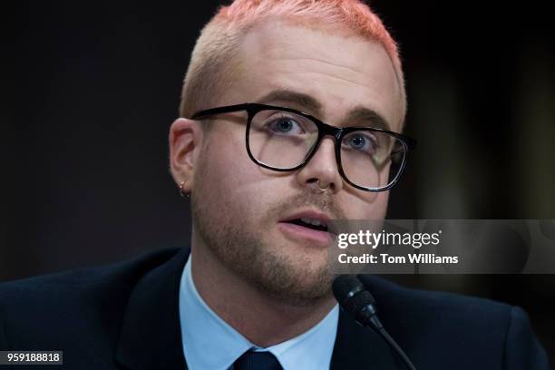 Christopher Wylie, a former employee of Cambridge Analytica, testifies during a Senate Judiciary hearing in Dirksen Building titled "Cambridge...