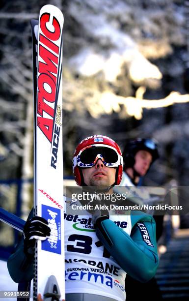 Matti Hautamaeki of Finland competes during the qualification round in the FIS Ski Jumping World Cup on January 21, 2010 in Zakopane, Poland.