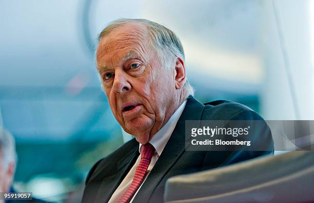 Boone Pickens, founder and chairman of BP Capital LLC, speaks during an interview in New York, U.S., on Thursday, Jan. 21, 2010. Pickens said a U.S....