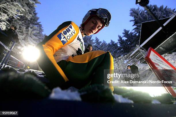 Gregor Schlierenzauer of Austria competes during the qualification round in the FIS Ski Jumping World Cup on January 21, 2010 in Zakopane, Poland.