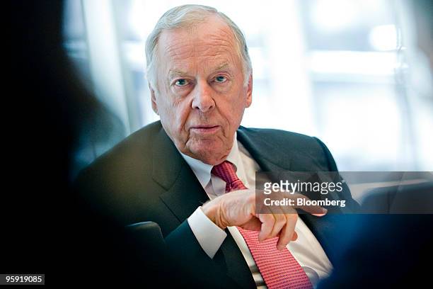 Boone Pickens, founder and chairman of BP Capital LLC, speaks during an interview in New York, U.S., on Thursday, Jan. 21, 2010. Pickens said a U.S....