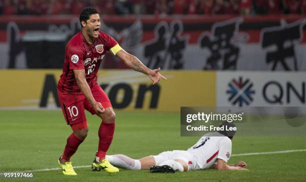 Hulk of Shanghai SIPG celebrates scoring his team's goal during the AFC Champions League Round of 16 match between Shanghai SIPG v Kashima Antlers at...