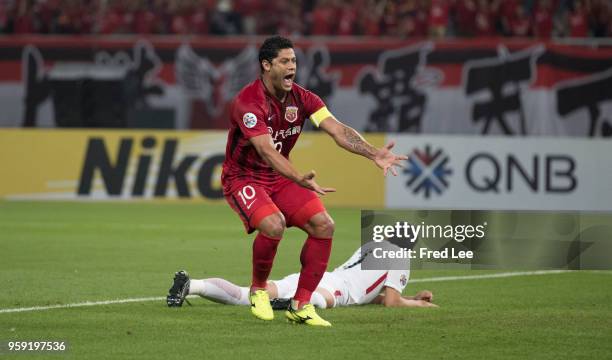 Hulk of Shanghai SIPG celebrates scoring his team's goal during the AFC Champions League Round of 16 match between Shanghai SIPG v Kashima Antlers at...