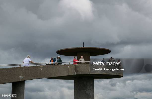 The Clingmans Dome overlook tower, a major scenic viewing point along the Appalachian Trail, is viewed on May 11, 2018 near Cherokee, North Carolina....