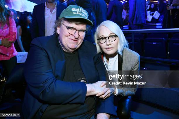 Michael Moore and Ellen Barkin attend the Turner Upfront 2018 show at The Theater at Madison Square Garden on May 16, 2018 in New York City. 376220