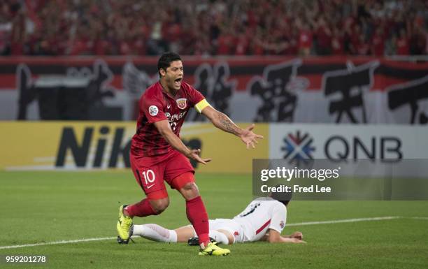 Hulk of Shanghai SIPG celebrates scoring his team's goal during the AFC Champions League Round of 16 match between Shanghai SIPG v Kashima Antlers at...