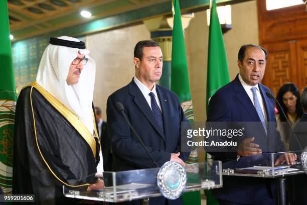 Hossam Zaki , Assistant Secretary General of the Arab League, Osama al-Nugali , Saudi Arabia's Ambassador to Cairo and Permanent envoy to the Arab...