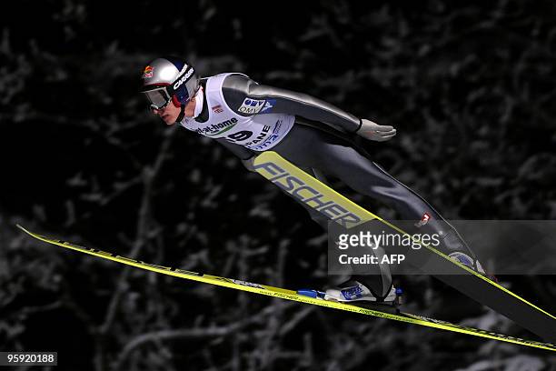 Austria's Gregor Schlierenzauer jumps during the world cup qualification round of ski jumping in Zakopane on January 21, 2010. AFP PHOTO / Ludmila...