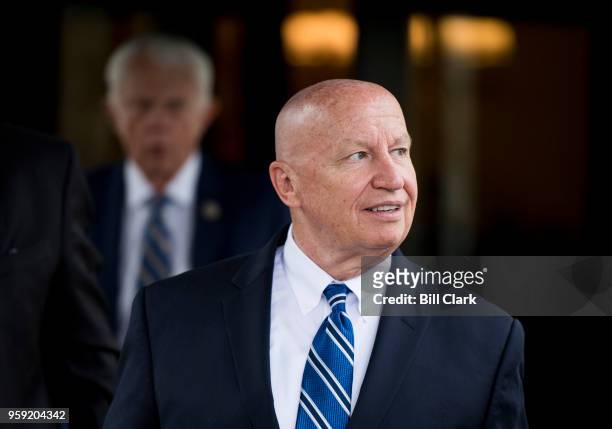 Rep. Kevin Brady, R-Texas, leaves the House Republican Conference meeting at the Capitol Hill Club on Wednesday, May 16, 2018.