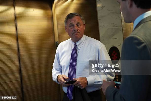 Committee Chairman Sen. Richard Burr leaves after a closed hearing before the Senate Intelligence Committee May 16, 2018 on Capitol Hill in...