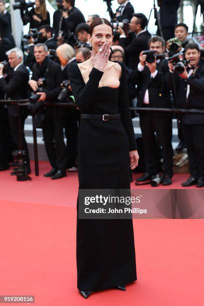 Aymeline Valade attends the screening of "Burning" during the 71st annual Cannes Film Festival at Palais des Festivals on May 16, 2018 in Cannes,...