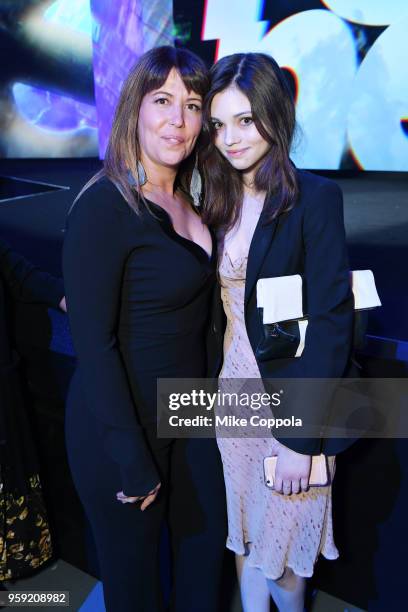 Patty Jenkins and India Eisley of TNTs One Day She'll Darken attend the Turner Upfront 2018 arrivals on the red carpet at The Theater at Madison...