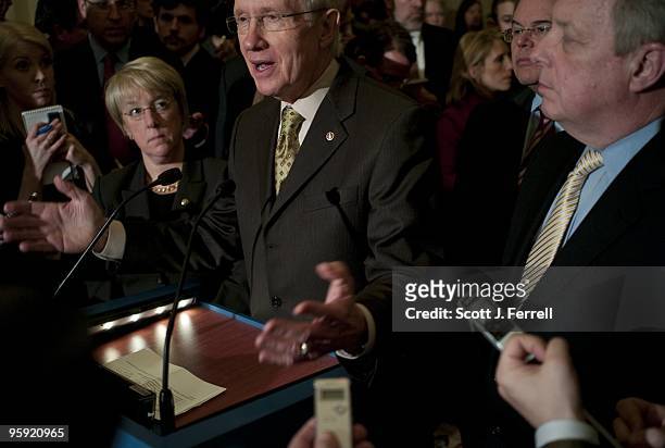 Jan 20: Senate Democratic Conference Secretary Patty Murray, D-Wash., Senate Majority Leader Harry Reid, D-Nev., DSCC Chairman Robert Menendez,...