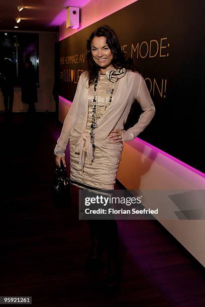 Anna von Griesheim poses at the Burda Style Group Preview during the Mercedes-Benz Fashion Week Berlin Autumn/Winter 2010 at the Hamburger Bahnhof on...